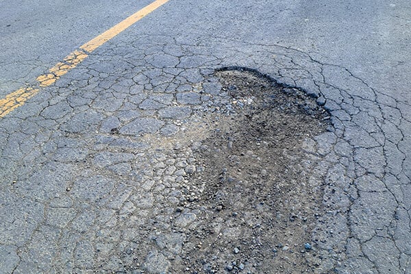 Pothole in highway